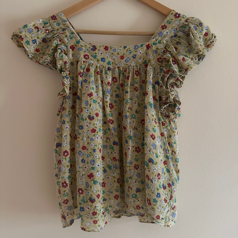 DOEN Abelene Top Yellow Floral Ruffle Blouse Tasha Garden